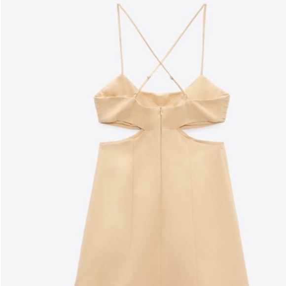 Zara Cream Linen Blend Halter Cut Out Sundress NWT Size XLarge - Picture 7 of 9